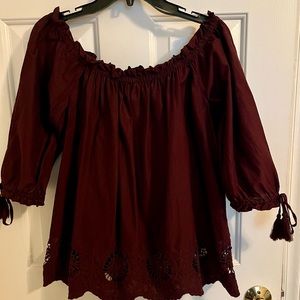 Loft Outlet Burgundy off Shoulder Top with or without straps (can be tucked in)